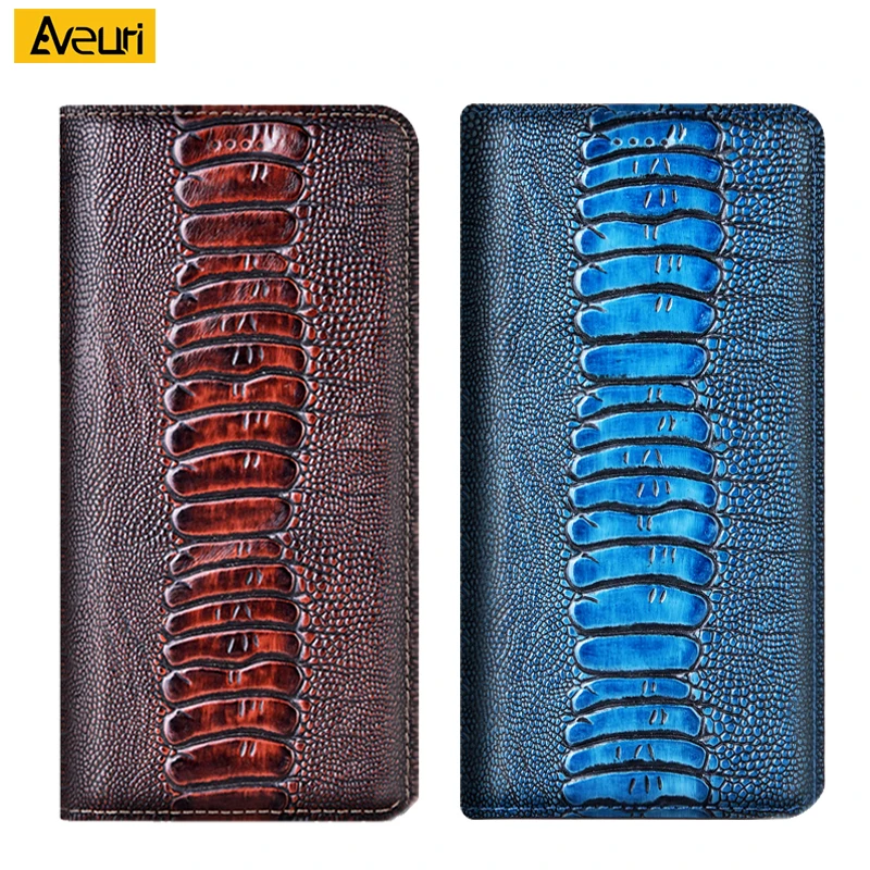 

Genuine Leather Flip Phone Case For Samsung Galaxy A33 A53 A73 M53 M33 M23 M22 M32 M42 M52 5G M21 2021 Cover Case Ostrich Style