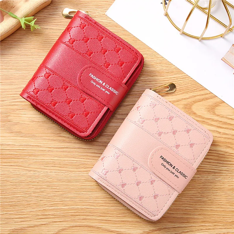 

Wallet For Women Fashion Simple New Versatile Heart Color Clutch Zipper Buckle Coin Purse