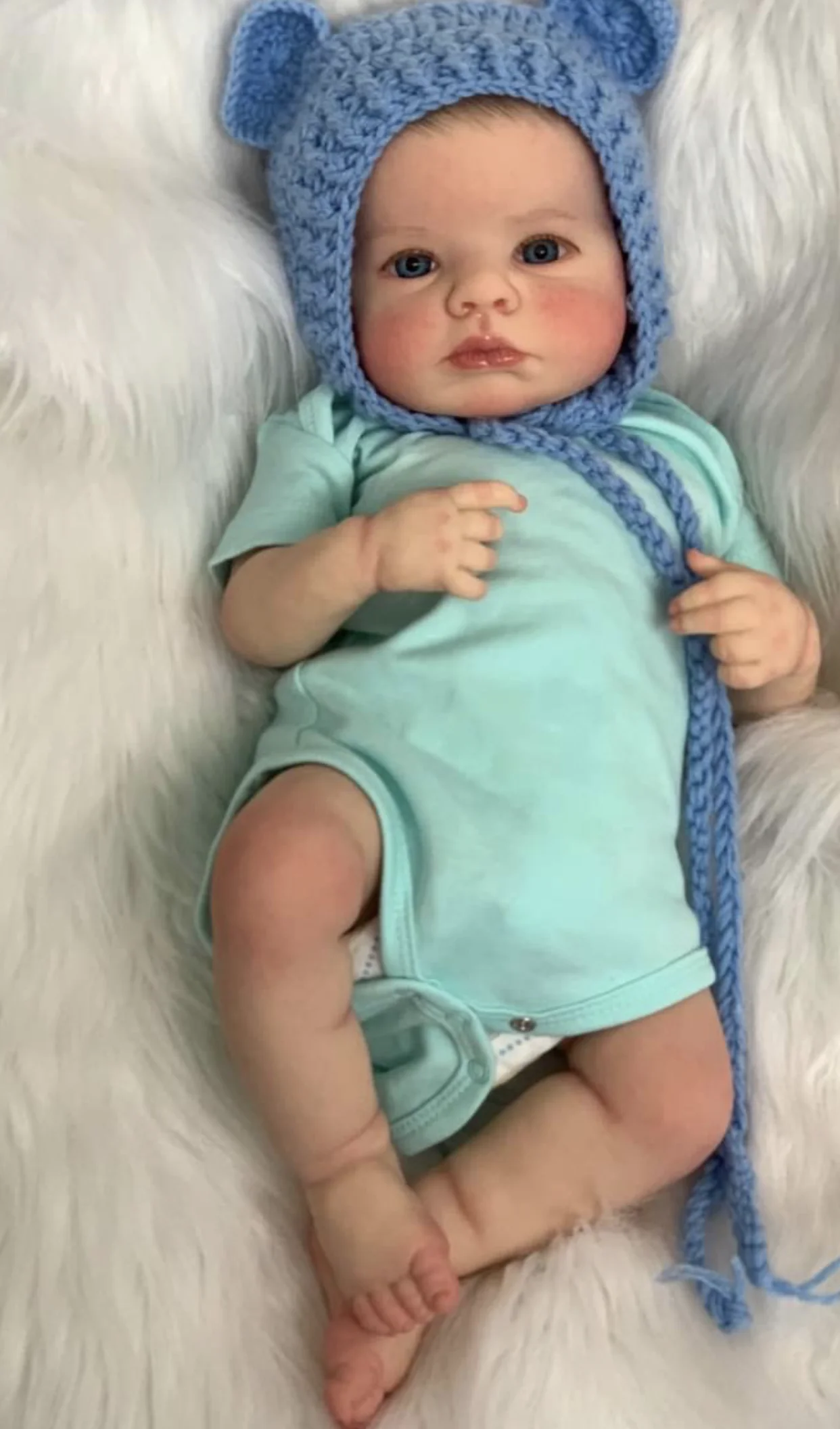 

NPK 19inch Handmade Newborn Baby Doll Lifelike Reborn Loulou Awake Soft Touch Cuddly Doll with 3D Painted Skin Visible Veins