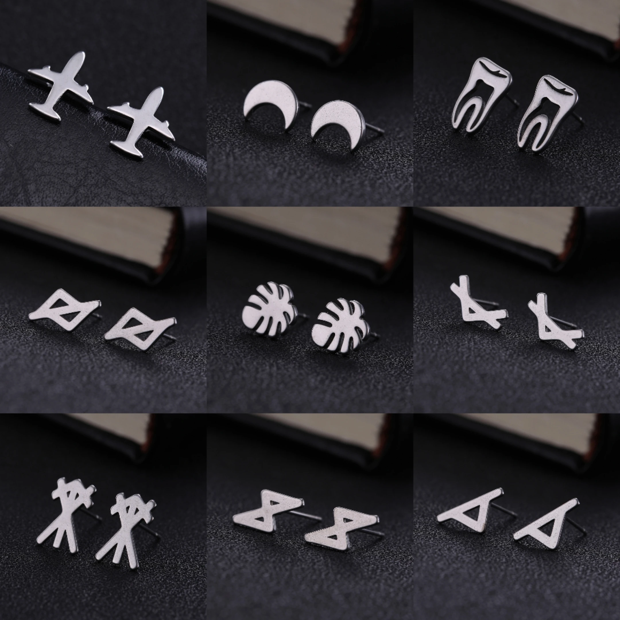 

Stainless Steel Irregular Styles Earrings For Women Men Terndy Ear Studs Personality Temperament Jewelry