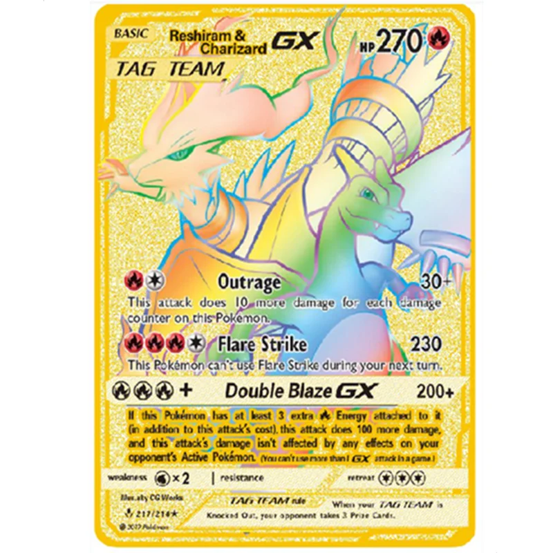 

Pokemon Gold Pokemon Card Metal Trading Fire-breathing Dragon Game Label Team Battle Series Children Toy