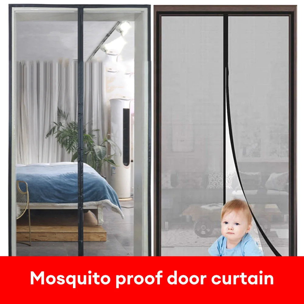 

Magnetic Door Screen Custom Size Mosquito Net Curtain Fly Insect Automatic Closing Invisible Mesh For Kitchen indoor living room