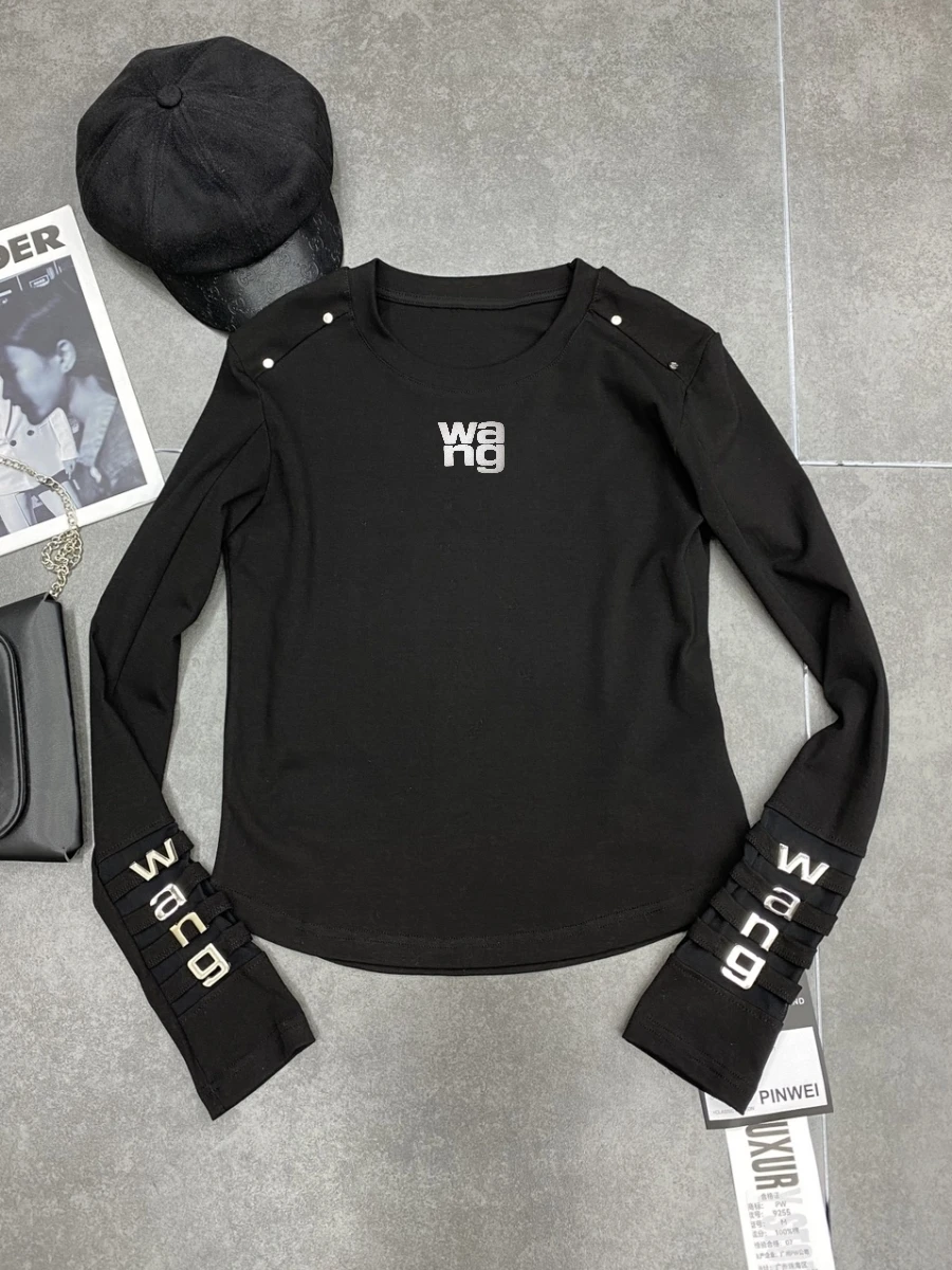 

AW Wang Luxury Brand Designer Letter Long Sleeves T Shirt For Women Top Tshirt Clothes Y2k Japanese 90s vintage Goth Tee