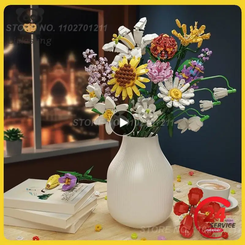 

Конструктор букет 3D модель игрушка Орхидея тюльпан бонсай креативные строительные блоки обучающая игрушка Подарочный набор для девочек