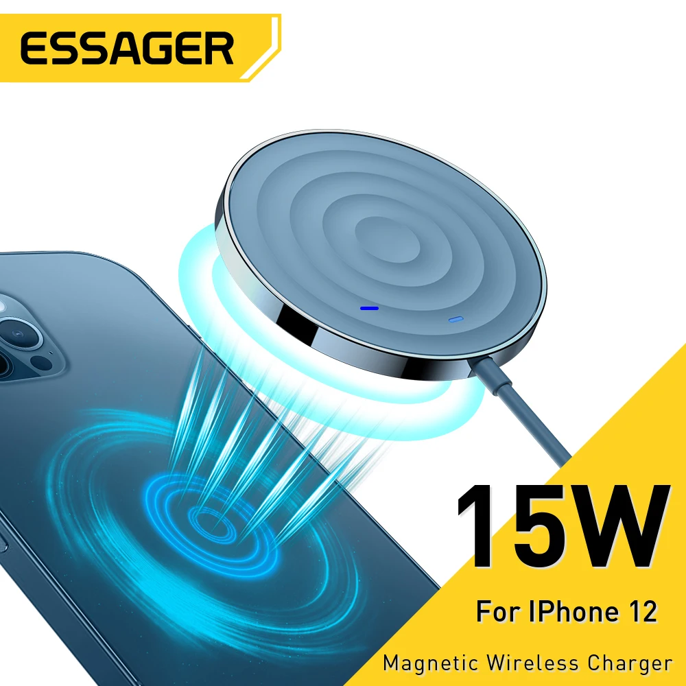 

Essager 15W Qi Magnetic Wireless Charger For iPhone 12 Pro Max Mini Induction Fast Magic Wireless Charging Pad Adapter