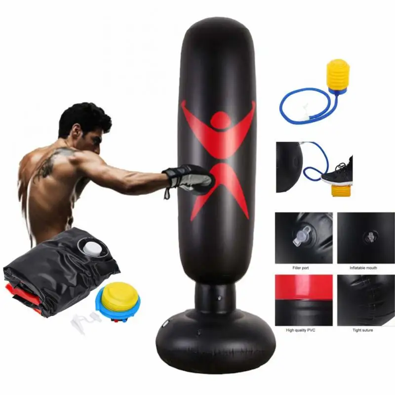 

Inflatable Punching Bag Widen Bottom Base Releases Stress 160cm Training Fitness Vertical Boxing Bag Tumbler Percussion Column