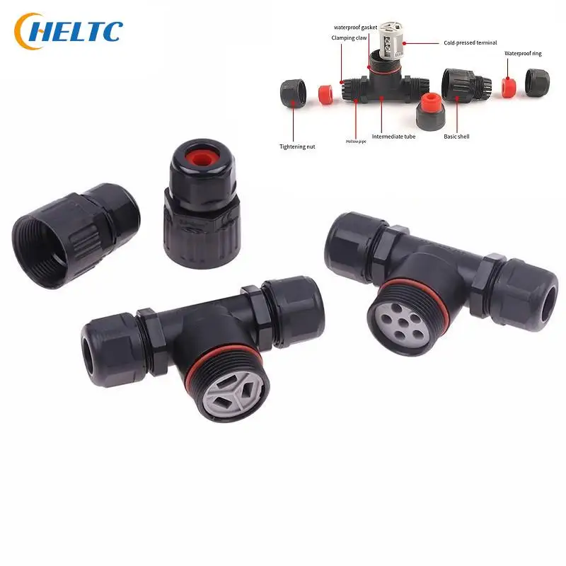 

T Shape Waterproof Connector 3 Cores/5 Cores Wire Connectors Quick Screw Connect Push-in Terminals Electric Junction Box