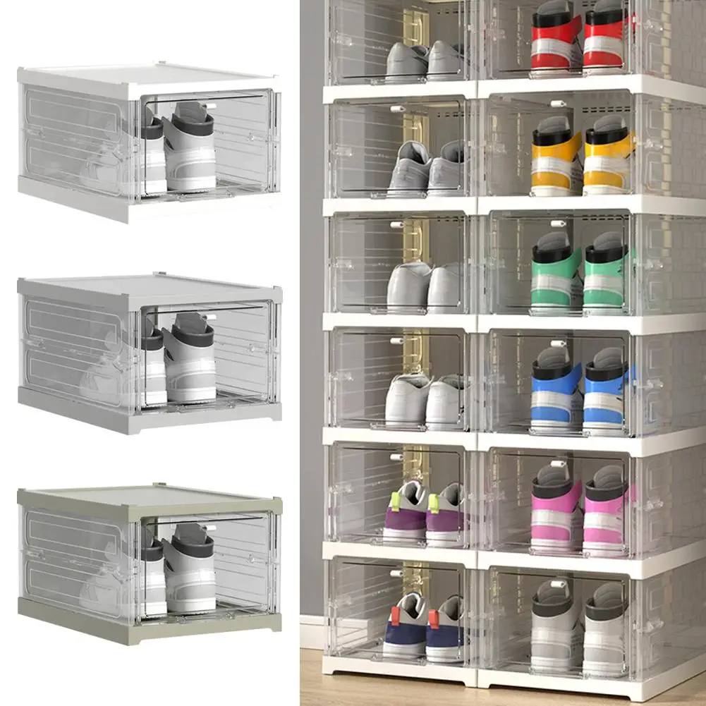 

Складная интегрированная коробка для обуви, органайзер и хранилище, домашняя установка, видимая стойка, коробки, садовый прозрачный Бесплатный шкаф D9F9