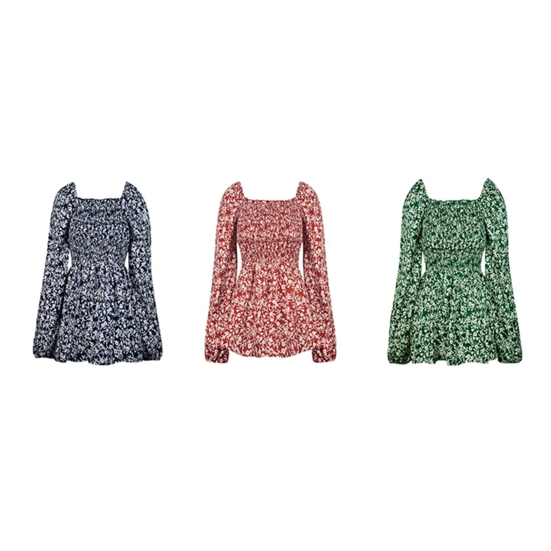 

Женская блузка с оборками на подоле, облегающая блузка с цветочным принтом, рукавами-фонариками и баской