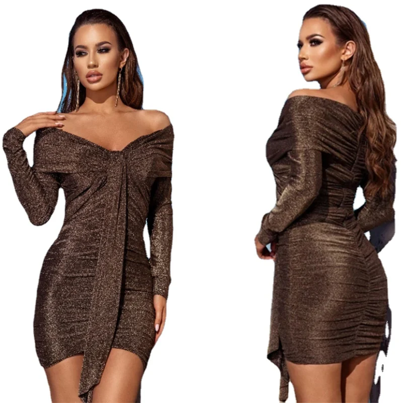 

New Women's Slim Pencil Dress Long Sleeve Dress Dress mini black sexy bodycon dress