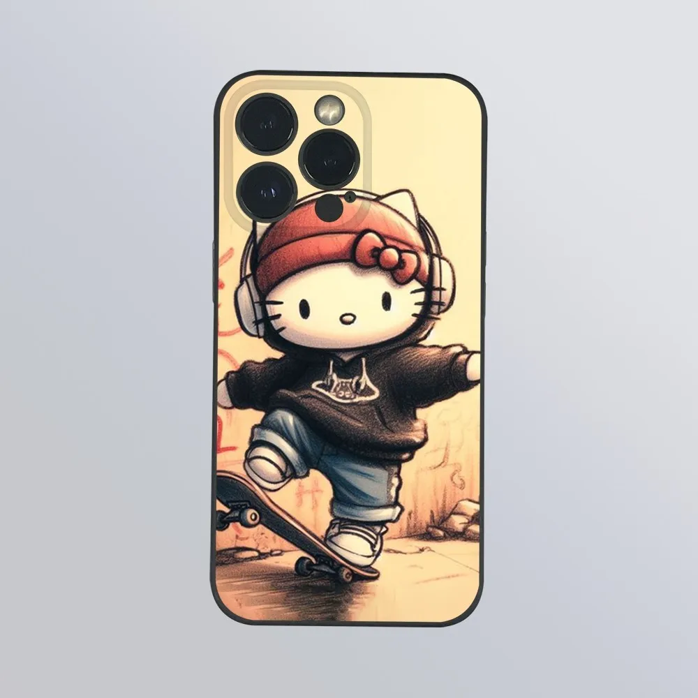 Чехол для телефона Hello Kitty Cool Skateboards iPhone 15 14 13 12 11 Pro Xs Max Mini XR X 78 Plus черный матовый