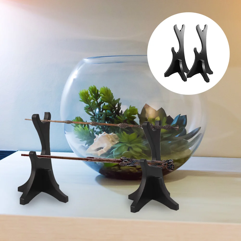 

2 Pcs Swords Rack Wizard Wand Rack Plate Stands Photo Easel Stand Display Rack Wooden Stand Wizard Wand Holder