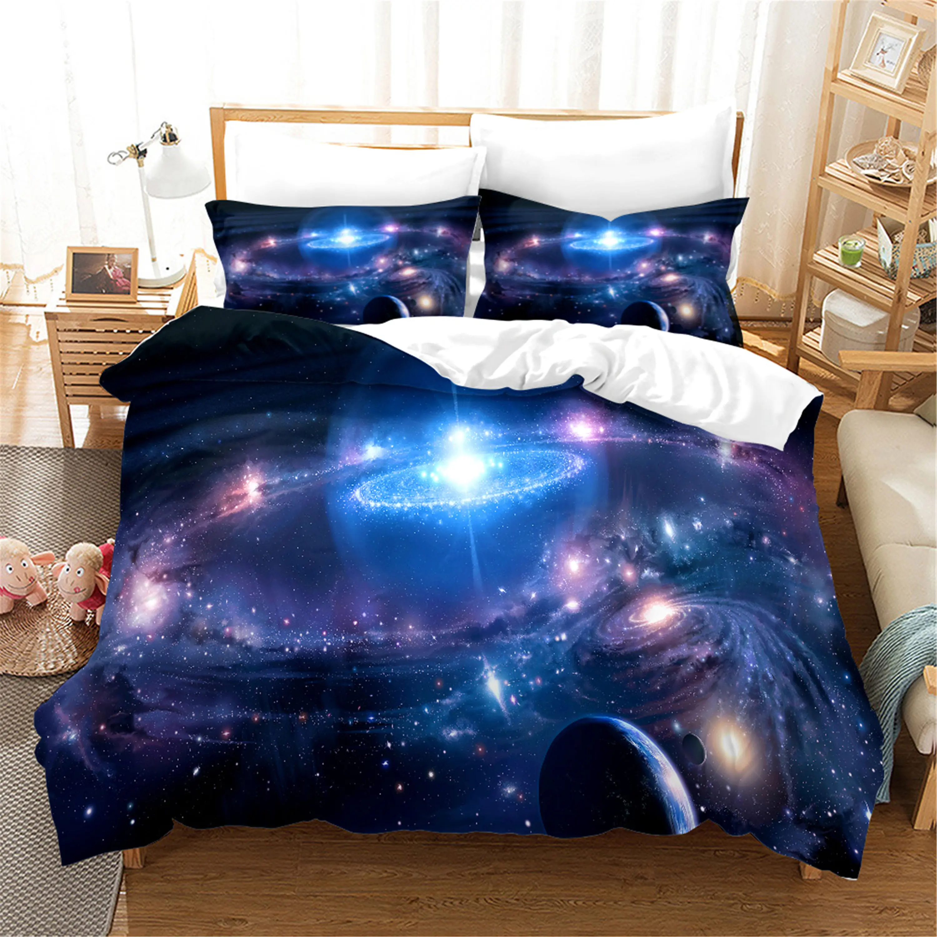

Starry Sky Bedding Sets Dreamy Quilt Covers Bedclothes King Queen Home Textile Bed Linens And Pillowcase Luxury Duvet Cover