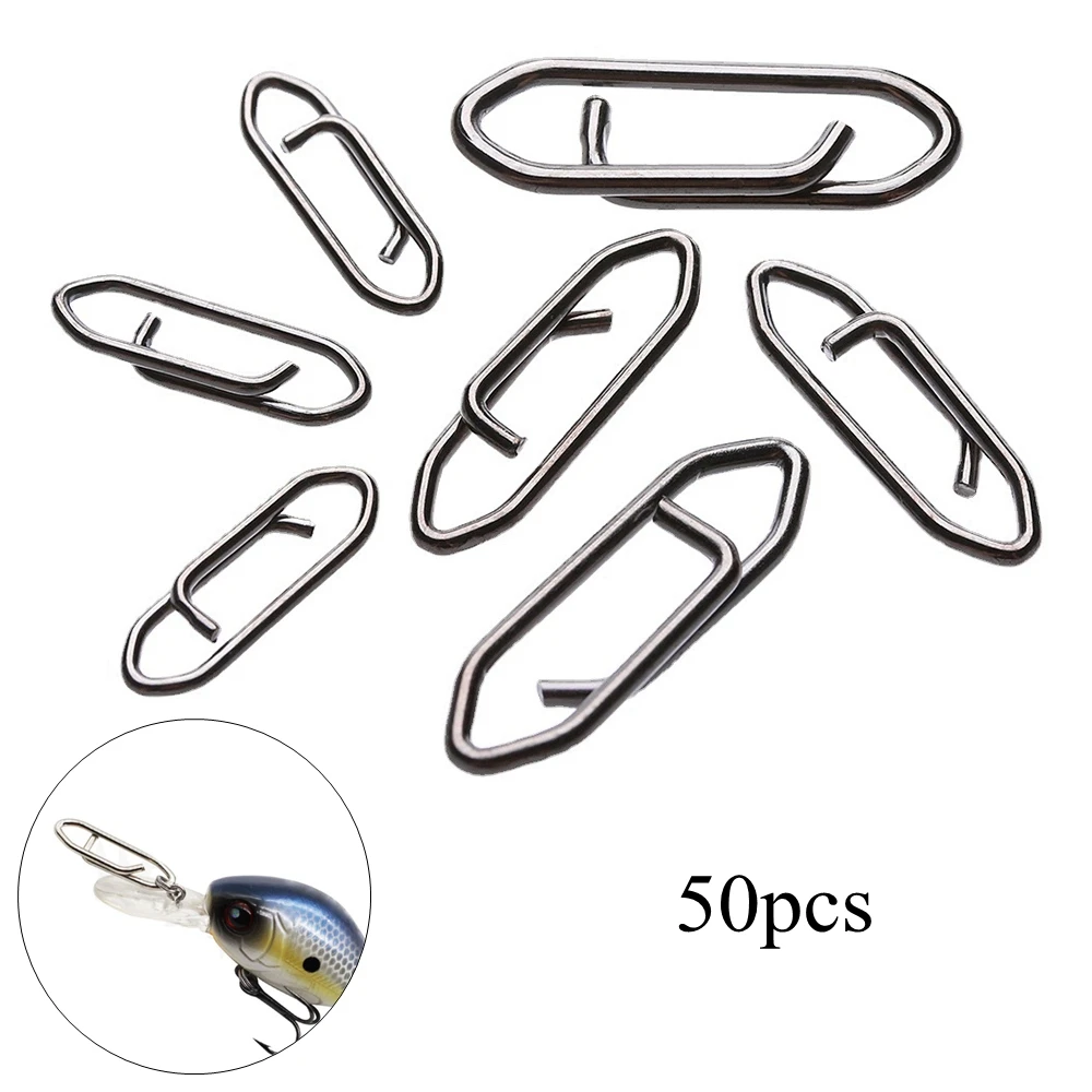 

50pcs High Strength Fishing Clips Stainless Steel Connector Snaps Swivels Quick Change Clips for Saltwater Freshwater S M L Size