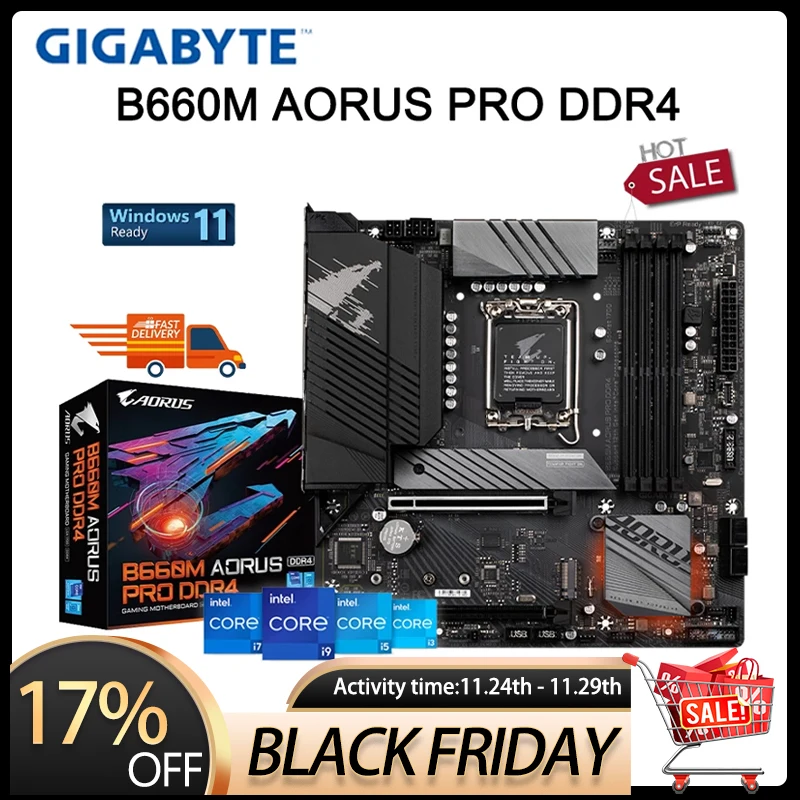 

GIGABYTE B660M AORUS PRO DDR4 Motherboard B660 DDR4 PCI-E 4.0 M.2 128G Support 12 Gen Socket LGA 1700 Gaming Mainboard