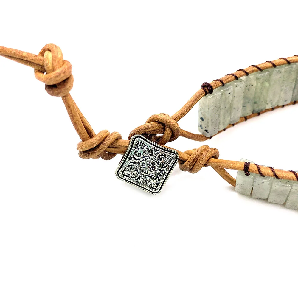 Браслет из лазурита императора камень семь чакр кожаная веревка розовый