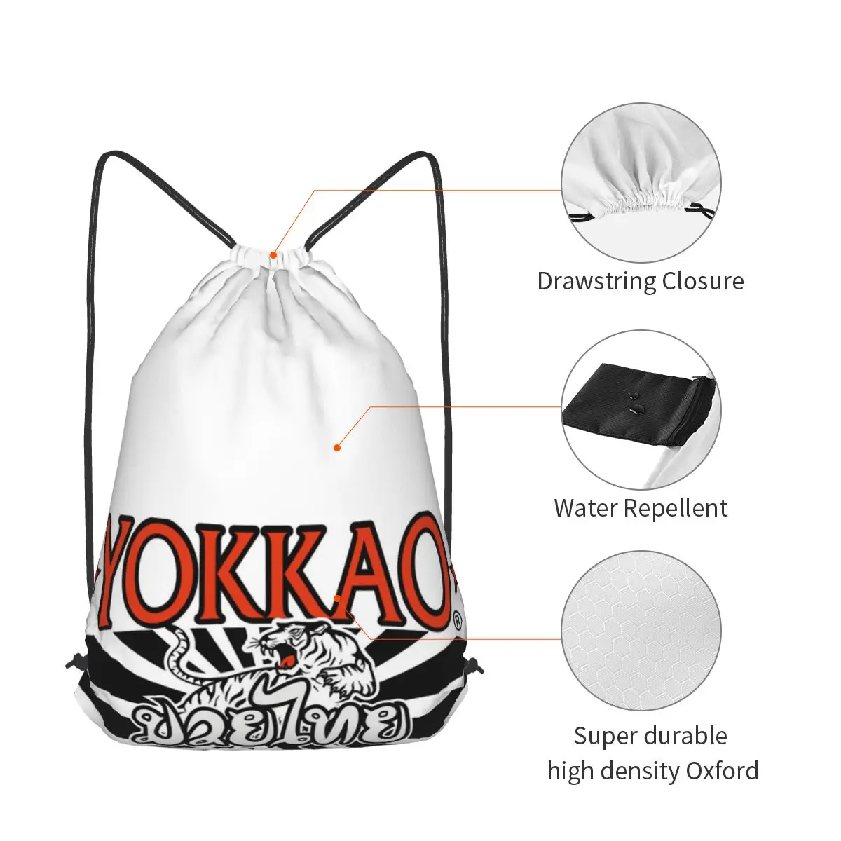 Фото Рюкзаки с логотипом Yokkao Muay Thai, модные спортивные сумки с завязками и карманами, сумки для книг, сумки для путешествий, сумки для студентов №3