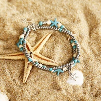 2021 new starfish beads multilayer anklets women fashion barefoot chain jewelry
