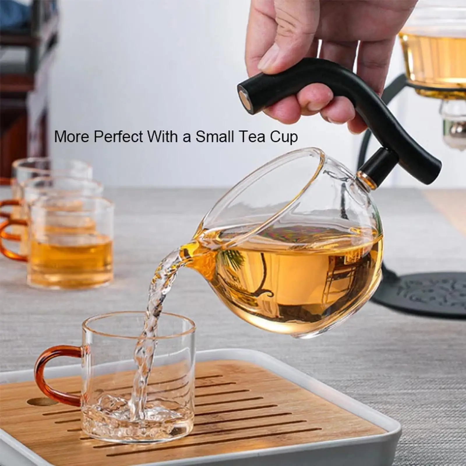 

Creative Kungfu Glass Tea Set with Stainless Steel Infuser for Tea Coffee