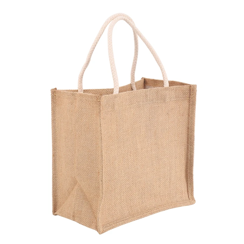 

Jute Burlap Tote Large Reusable Grocery Bags With Handles Women Shopping Bag DIY Eco-Friendly Shopping Bag