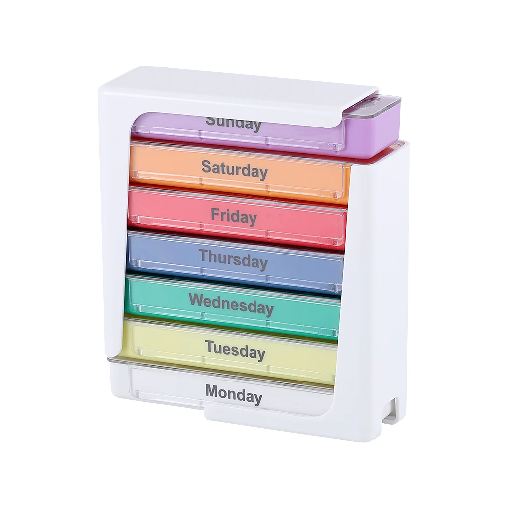 

Weekly Pill Case Plastic Storage Daily Tablets Candy Dispenser Container Home Pocket Dust-proof Protective Box