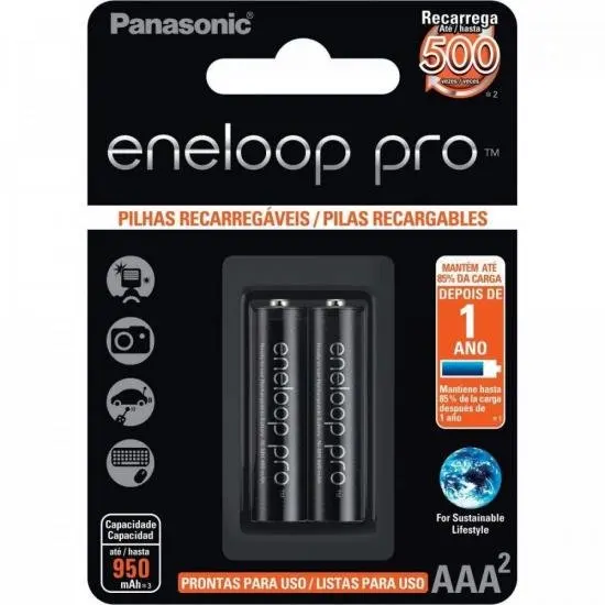 

AAA Rechargeable Battery 1,2V 950mAh Eneloop Pro BK-4HCDE/2BB PANASONIC (2 pcs.) -CAR/2