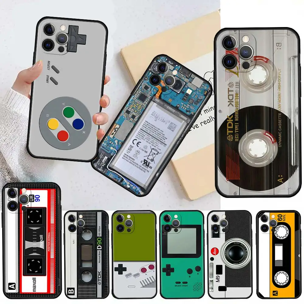 

Vintage Camera Cassette Case For Apple iPhone 11 13 12 Pro 7 XR X XS Max 8 6 6S Plus 5 5S SE 2020 13Pro Black Phone Cover Capa