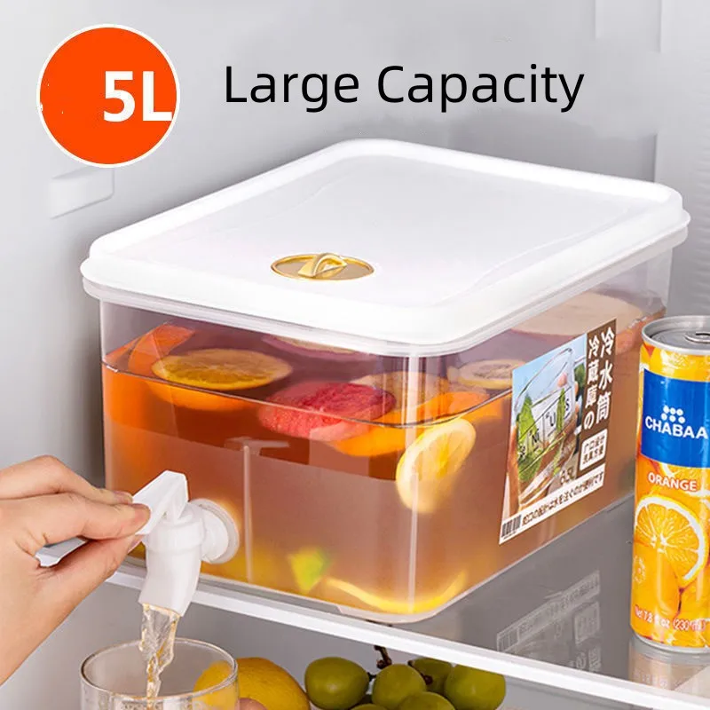 

5L Cold Water Kettle with Faucet Refrigerator Cool Water Bucket Lemonade Bottle Beverage Water Dispenser Drinkware For Summer