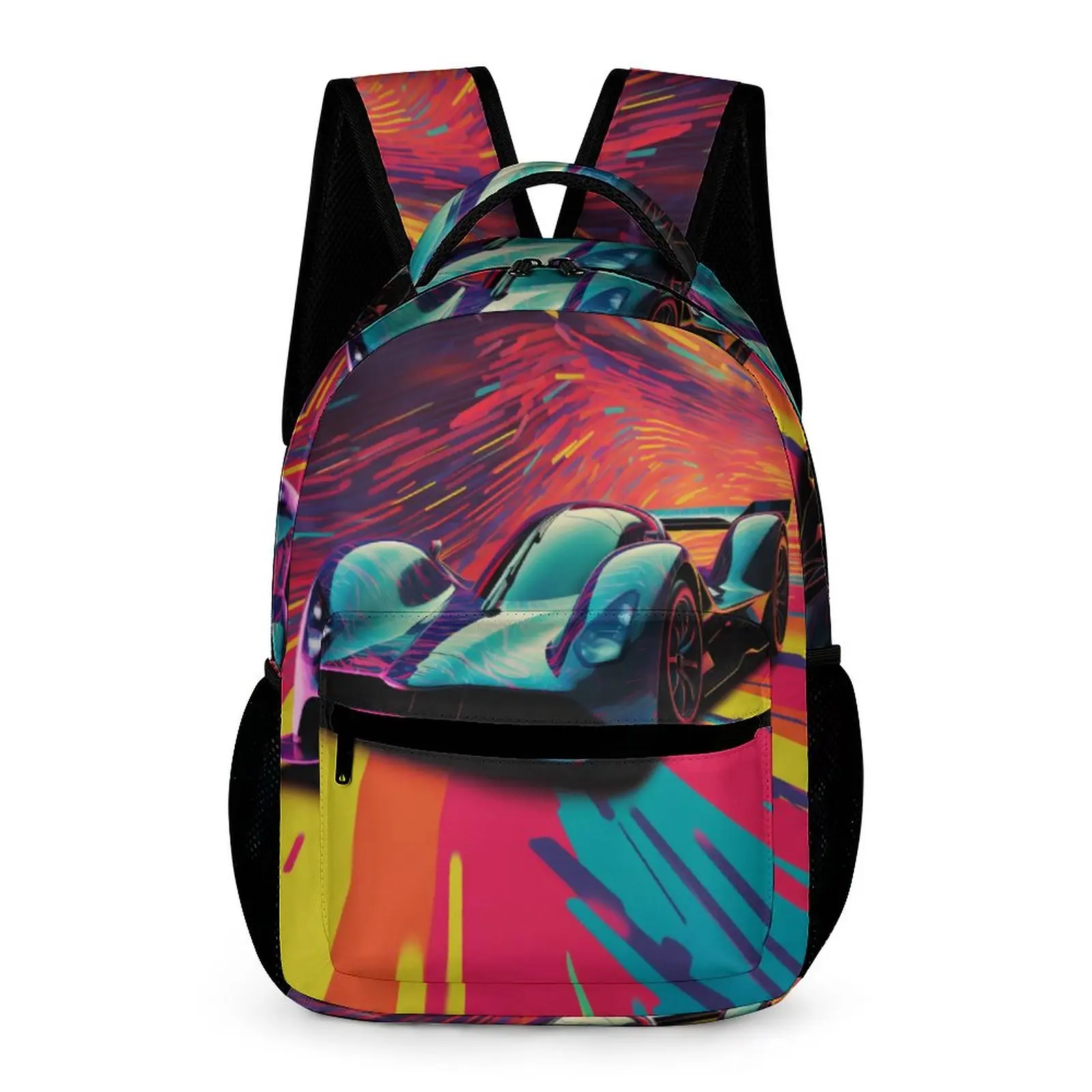

Dazzling Sports Car Backpack Cover Art Neo Fauvism Travel Backpacks Youth Cool School Bags High Quality Lightweight Rucksack