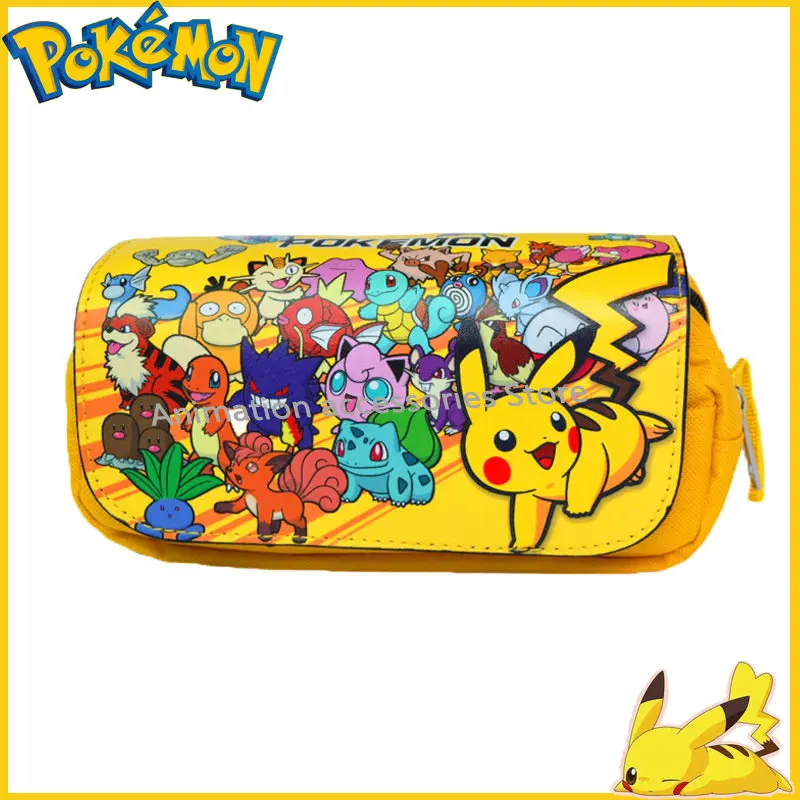 

Pokemon Flip Pikachu Anime Pencil Case Male and Female Students Multi-Functional Pen Storage Bag Cute Stationery Box Pokemon
