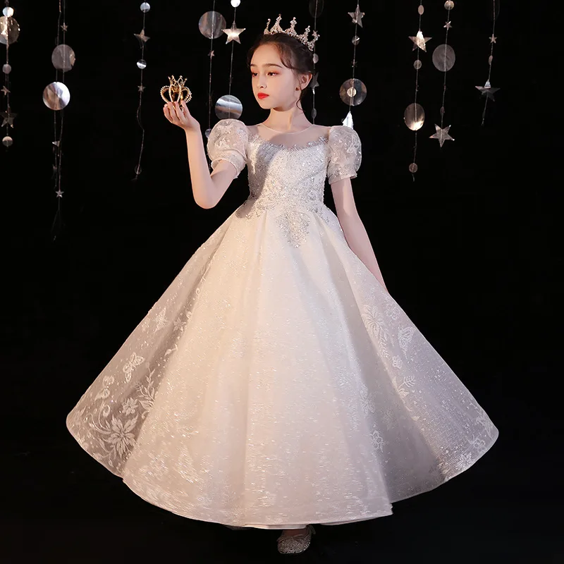 Children'S Dress, Hostess Pengpeng Yarn, Lovely Girl Piano Performance Dress, Princess Skirt