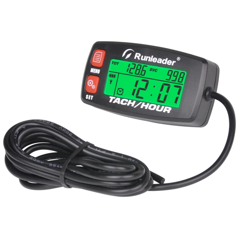 Digital Maintenance Hour Meter,Hours Accumulate & RPM Record,Backlight Display for Generator Motorcycle Lawn Mower Chainsaw