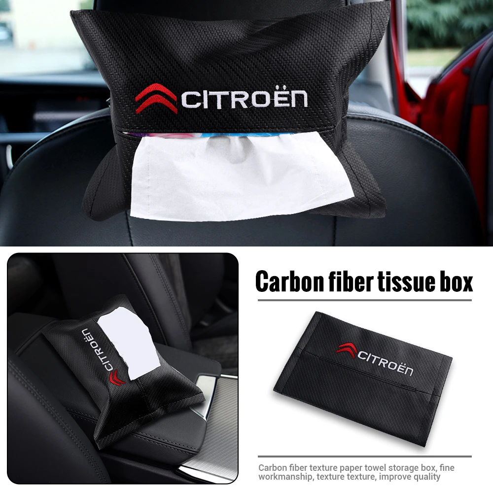 

1pc Car Seat Tissue Box Holder Tissue Case Car Interior Accessories For Citroen DS C1 C2 C3 C4 C4L C5 C6 C8 VTS C-ELYSEE Saxo