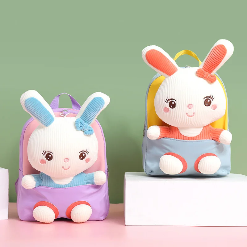 Kindergarten Schoolbag 2021 Autumn and Winter New Doll Plush Backpack Cartoon Rabbit Male and Female Babies Children's Backpacks