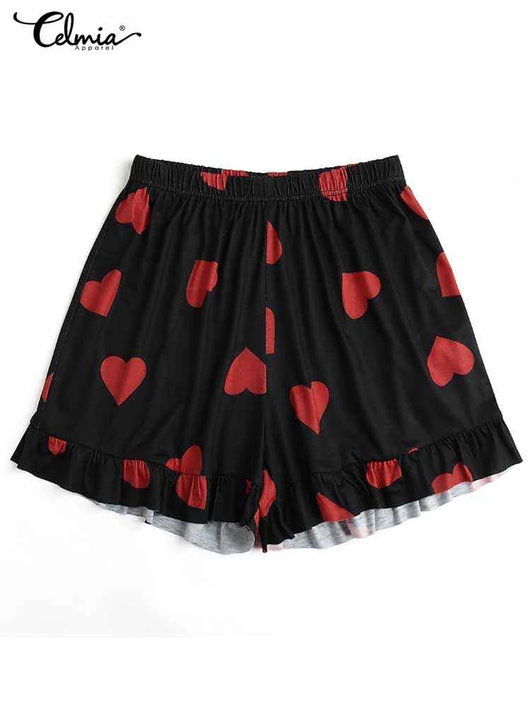 Celmia Women Heart Print Pajamas Sets 2023 Fashion Summer Long Sleeve Pajamas Suit Casual Loose Soft Loungewear Shorts Sleepwear