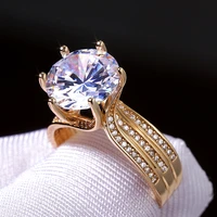 gorgeous solitaire 12mm cubic zirconia bridal wedding rings gold color engagement party brilliant women fashion jewelry
