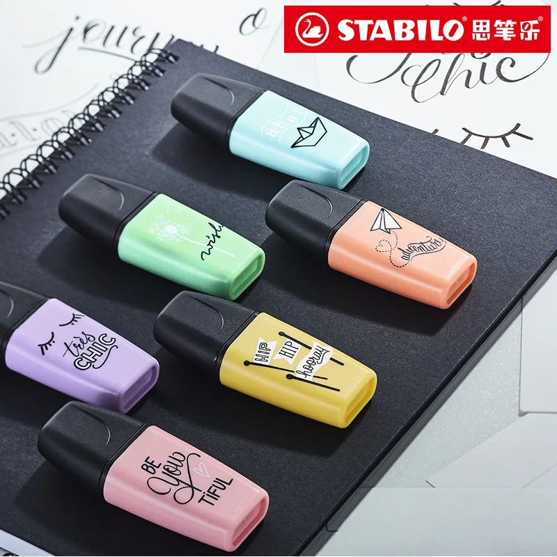 

3/6 Color German Stabilo Key Mark Macaron Color Cute Mini Highlighter Marker Set Eco-friendly Design Not Easy To Dry Stationery