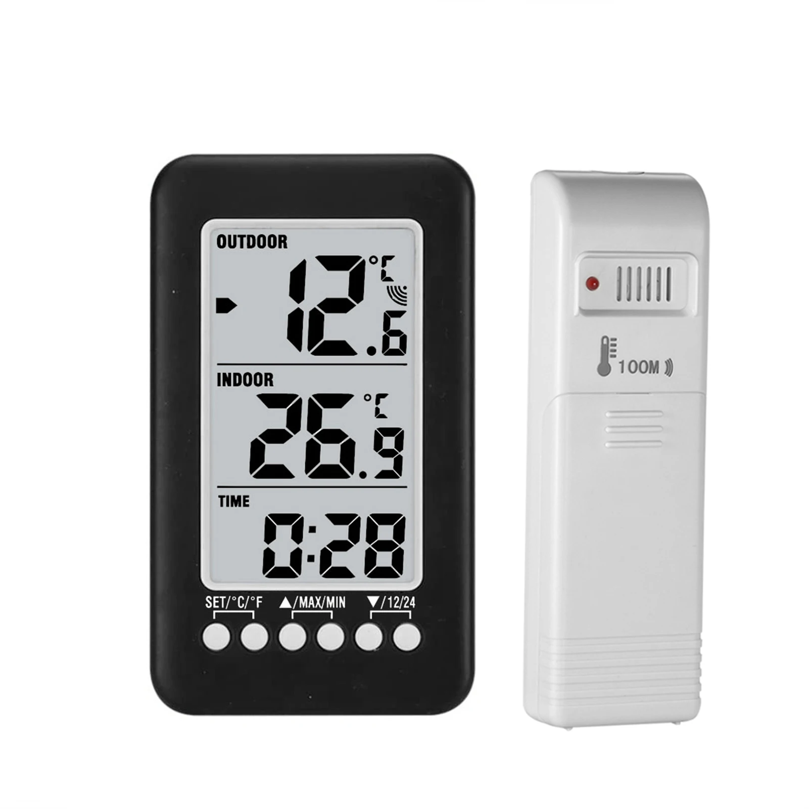 

Thermometer Digital ℃/℉ Wireless Transmitter Temperature Thermometer Meter Indoor/outdoor Clock With