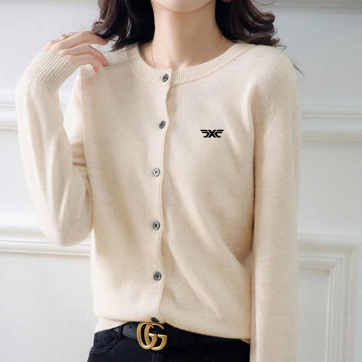 2023 Golf Apparel Women's Spring and Autumn Cardigan Sweater Wool Cardigan Golf Apparel Women's Slim Fit Jacket Coat Horse