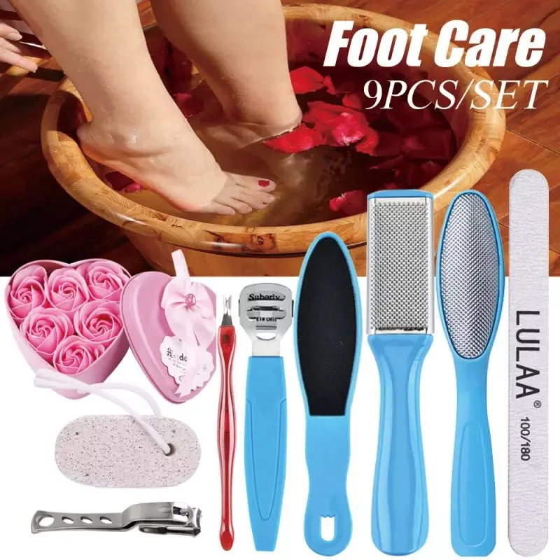 

NEW2023 8/9 PCS Pedicure Kit Rasp Foot File Callus Remover Scraper Nail Care Tool Set Stainless Steel Feet Pedicure Manicure Too
