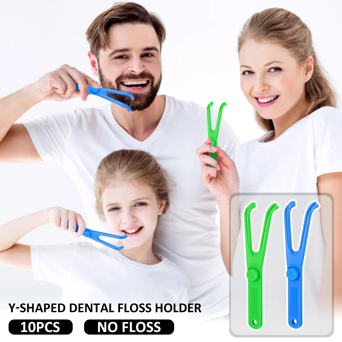 

10Pcs Dental Floss Holder Y Shape Plastic Dental Floss Rack Reusable Floss Pick Holder Teeth Cleaning Care Tool without Dental