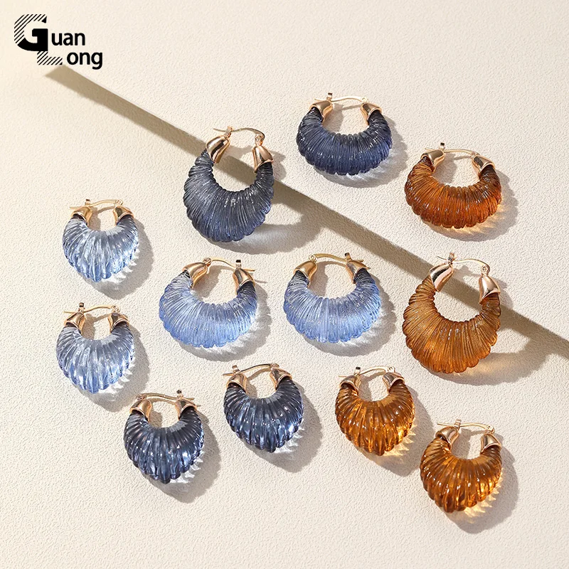

GuanLong New Colorful Big Hoop Earrings For Women Trend Candy colors Resin Acrylic Korean Earring For Girls Gifts Travel Jewelry