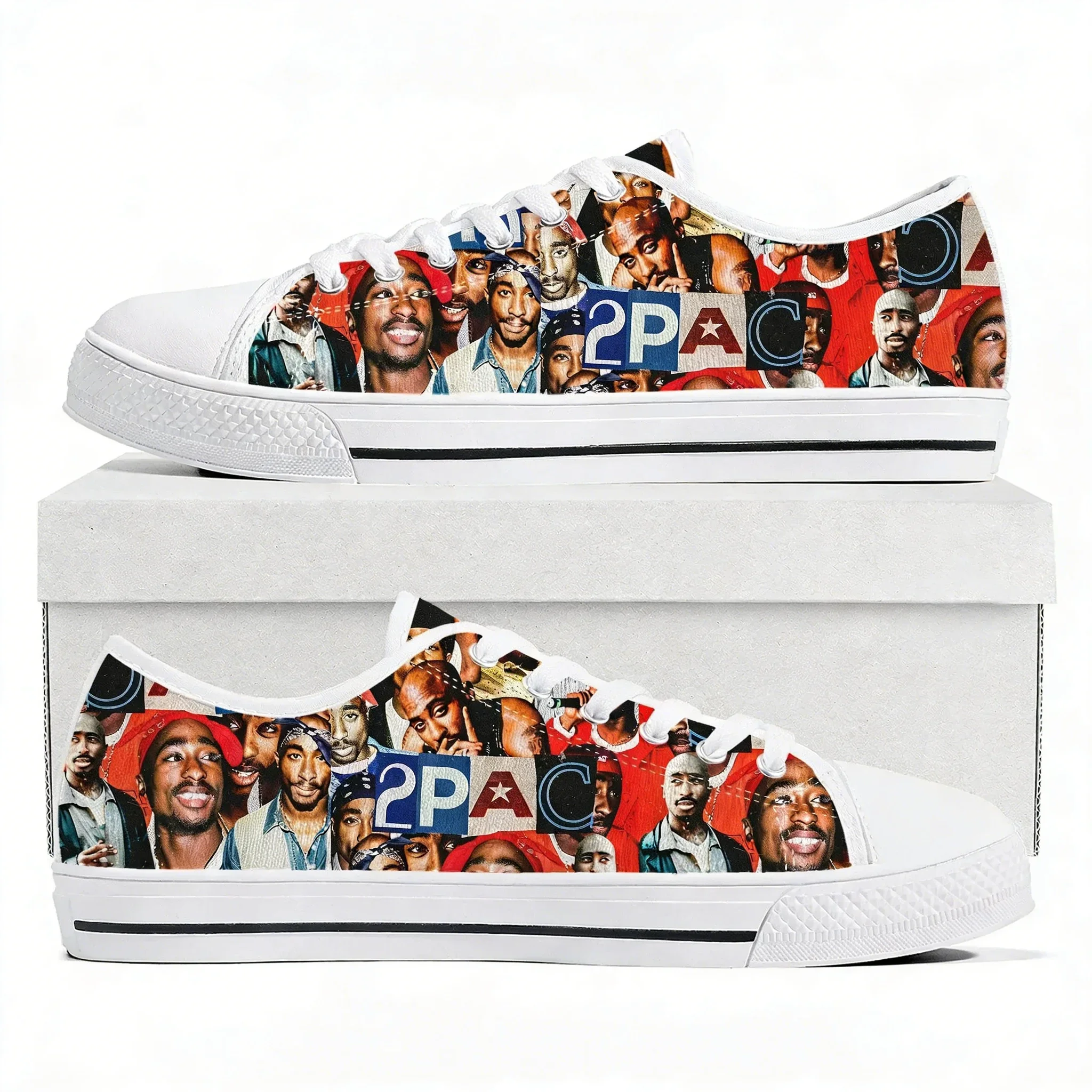 Фото Кроссовки Rap 2Pac Tupac Low Top высокого качества, мужские и женские, из холщовой ткани, модель All Eyez on Me, повседневная обувь для пар, обувь на заказ. №1