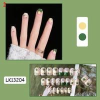 24pcs press on nails wearable fake nails with glue french line nails extension artificial full cover fingernails diy manicure