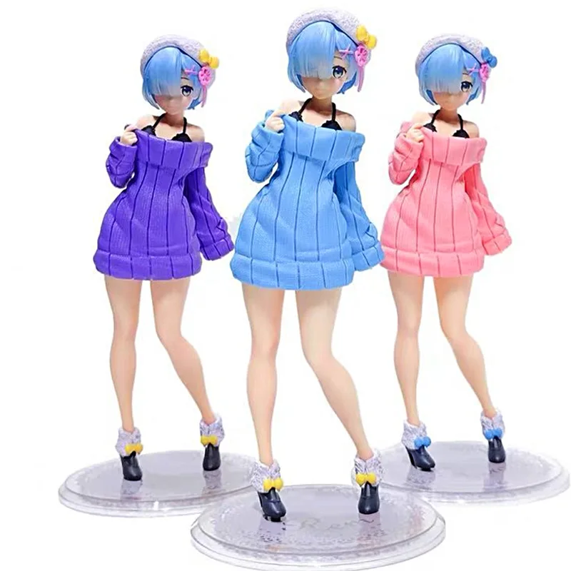

Фигурка из японского аниме Rem Re:Life In A Different World, 23 см, в коробке, кавайная девочка, свитер, фигурка из ПВХ, коллекционные модели, игрушки
