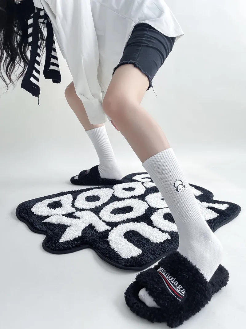 Unisex for Man Woman Black White Cute Cartoon Panda Socks Cotton Harajuku Style Sport Boys Girls Skateboard Novelty Breathable