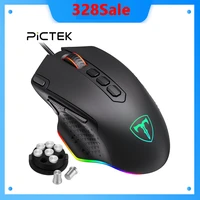 PICTEK 12000DPI Wired Gaming Mouse Gamer Ergonomic Mouse USB With RGB Backlit Buttons For Windows Computer Mice