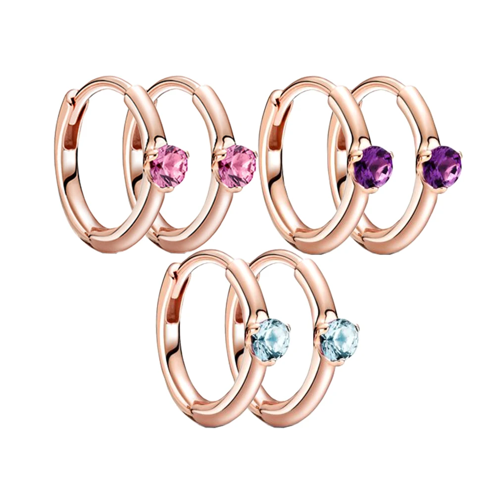 

925 Silver New Year Series Colorful Earrings Fit for Pandora DIY Birthday Feast Charm Ladies Jewelry Gifts