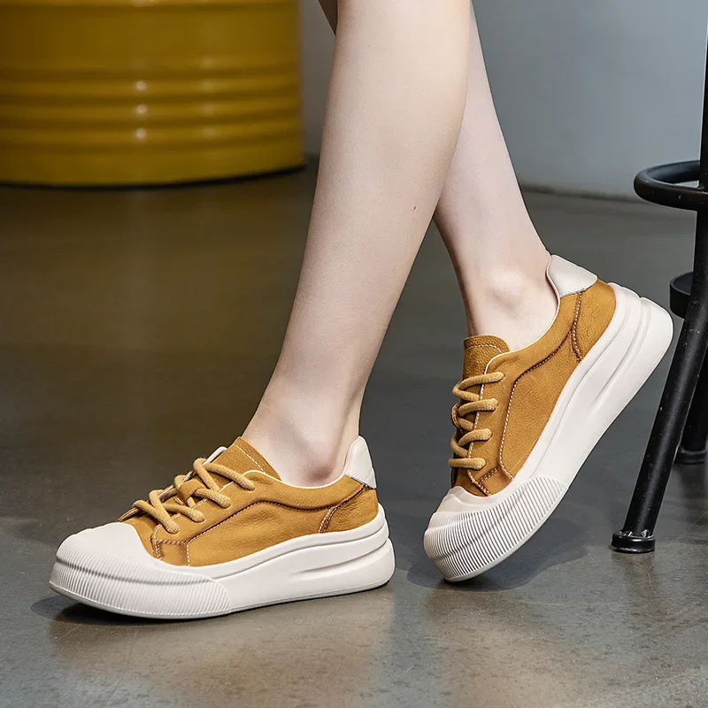 Женские туфли первого слоя из воловьей кожи с большой головкой новые белые