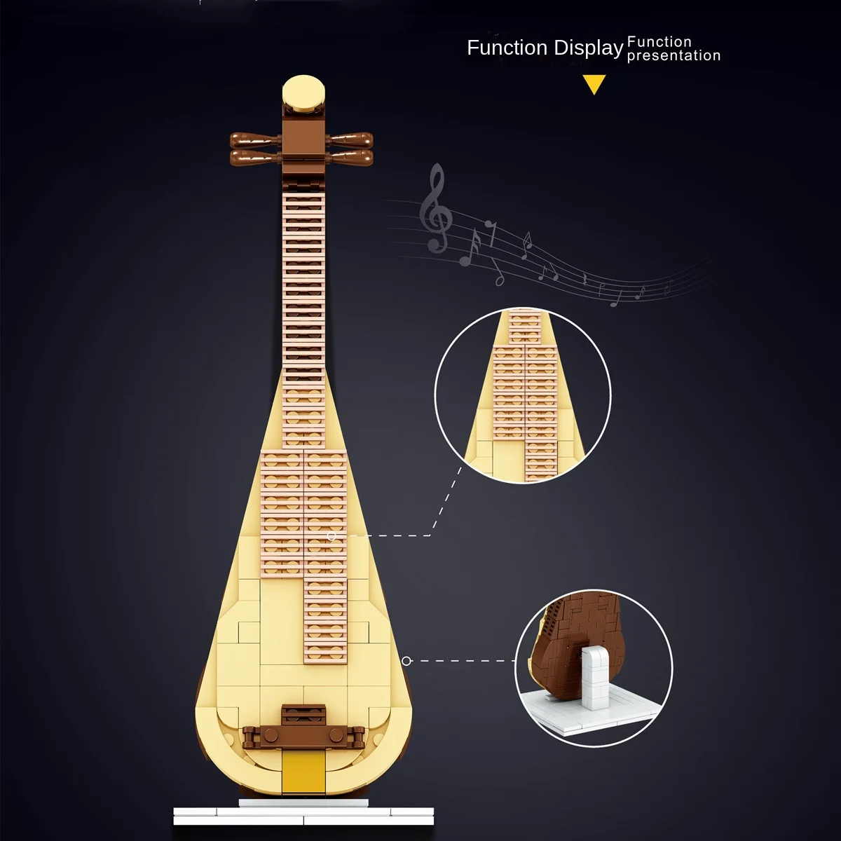 

Mini Chinese Style Musical Instrument Guzheng Splicing mini Building Blocks Model Small Particles Toy Decoration Gifts for kids